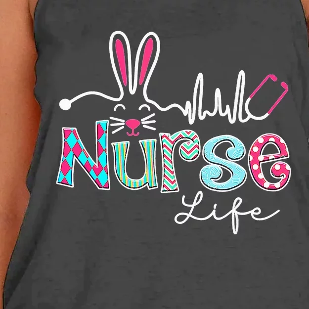 Stethoscope Nursing Cute Easter Bunny Easter Day Women's Knotted Racerback Tank