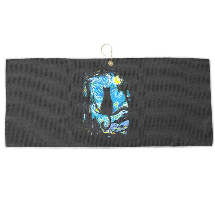 Starry Night Cat Van Gogh Cat Large Microfiber Waffle Golf Towel