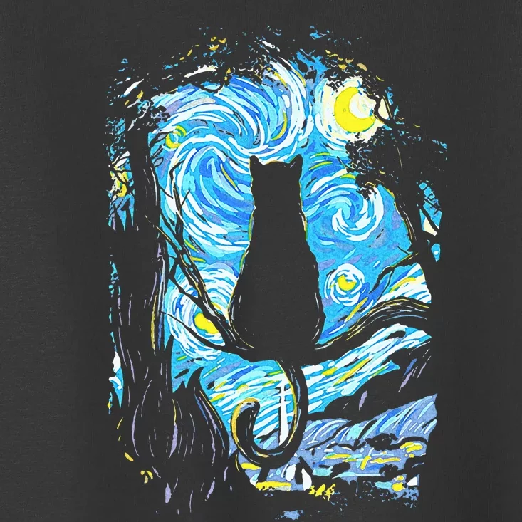 Starry Night Cat Van Gogh Cat Toddler T-Shirt