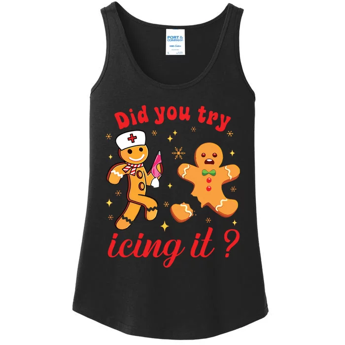 School Nurse Christmas Gingerbread Did You Try Icing It Ladies Essential Tank