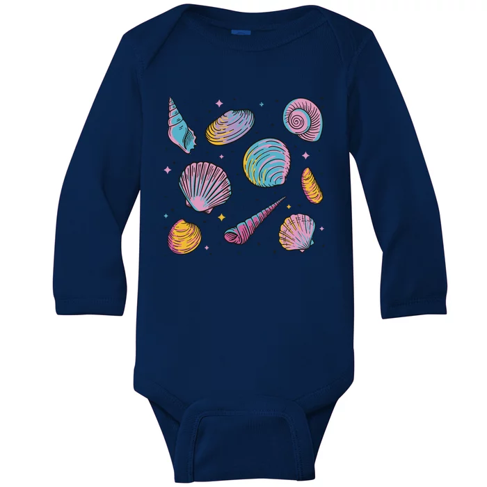 Seashells Nature Colorful Baby Long Sleeve Bodysuit