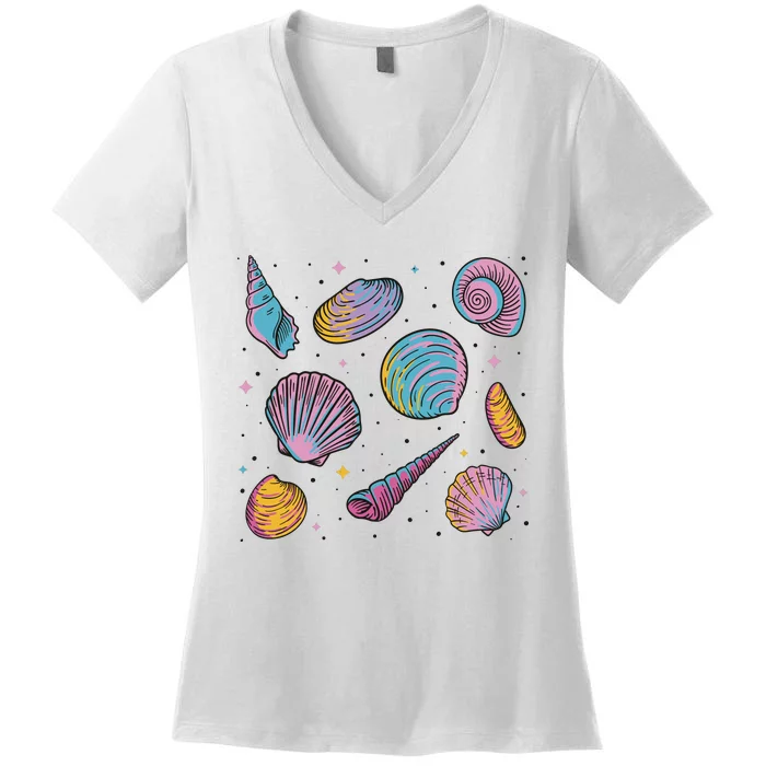 Seashells Nature Colorful Women's V-Neck T-Shirt