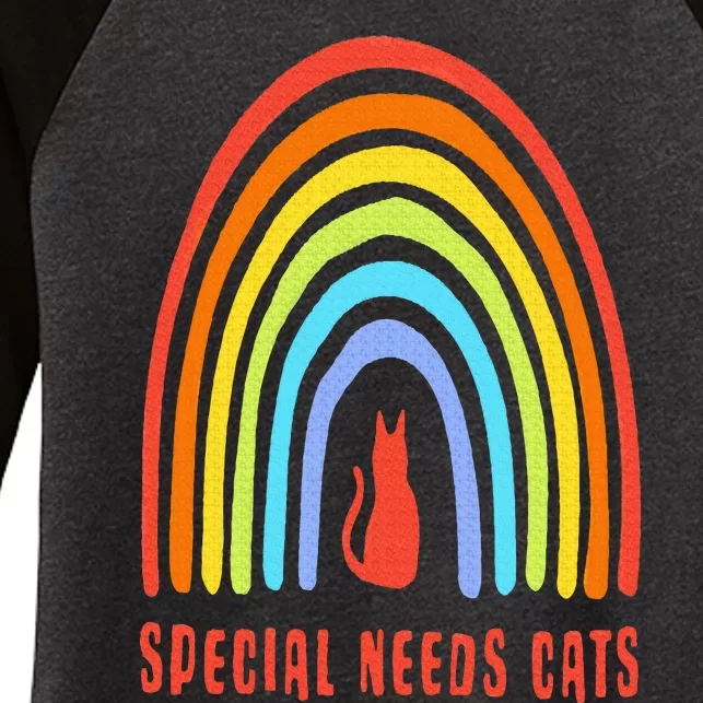 Special Needs Cats Rainbow Funny Women's Tri-Blend 3/4-Sleeve Raglan Shirt