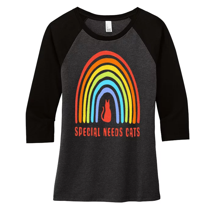 Special Needs Cats Rainbow Funny Women's Tri-Blend 3/4-Sleeve Raglan Shirt