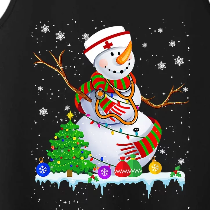 Snow Nurse Christmas Lights Xmas Tree Snow Nurse Funny Gift Performance Tank