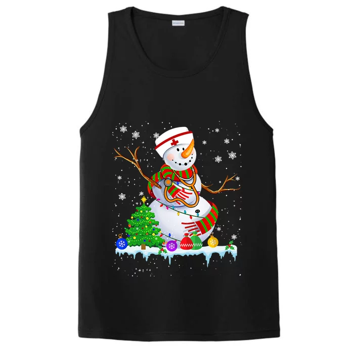 Snow Nurse Christmas Lights Xmas Tree Snow Nurse Funny Gift Performance Tank