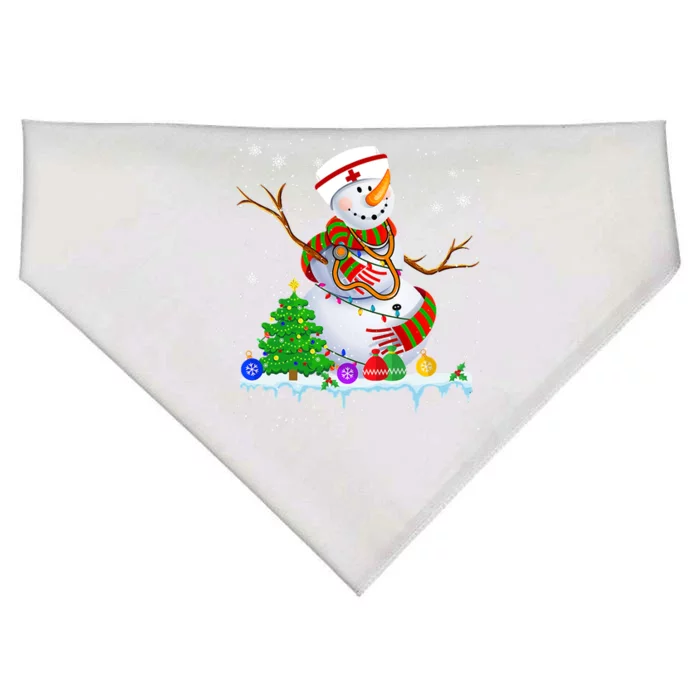 Snow Nurse Christmas Lights Xmas Tree Snow Nurse Funny Gift USA-Made Doggie Bandana