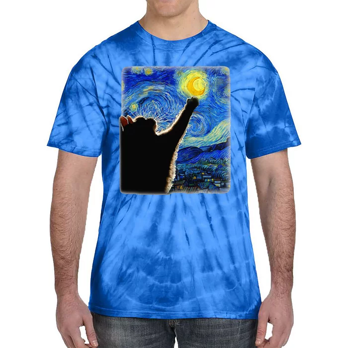 Starry Night Cat Van Gogh Cat Funny Cat Lover Tie-Dye T-Shirt