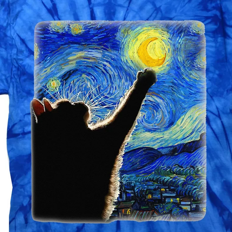 Starry Night Cat Van Gogh Cat Funny Cat Lover Tie-Dye T-Shirt