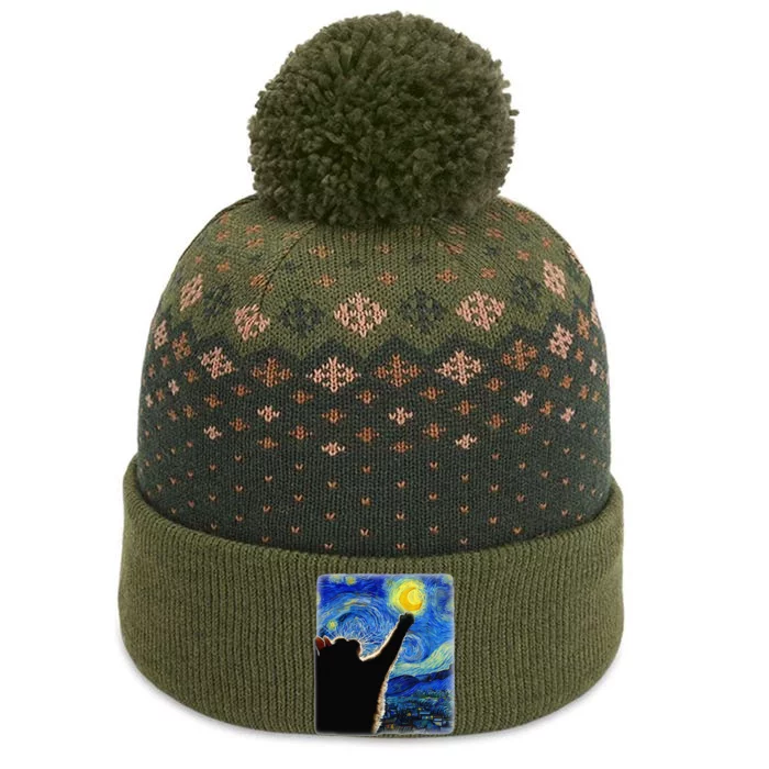 Starry Night Cat Van Gogh Cat Funny Cat Lover The Baniff Cuffed Pom Beanie