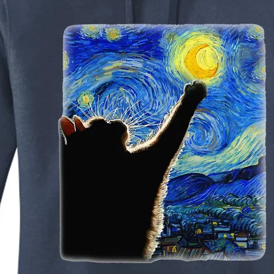 Starry Night Cat Van Gogh Cat Funny Cat Lover Women's Pullover Hoodie