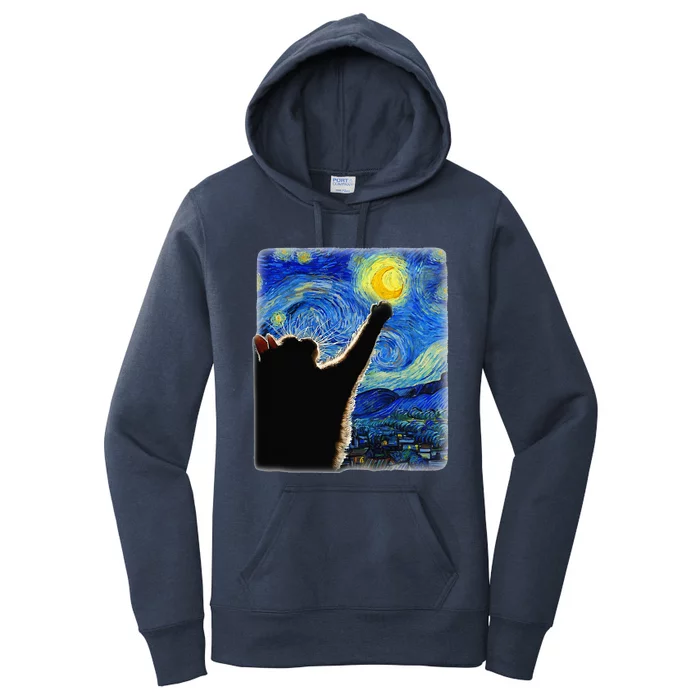 Starry Night Cat Van Gogh Cat Funny Cat Lover Women's Pullover Hoodie