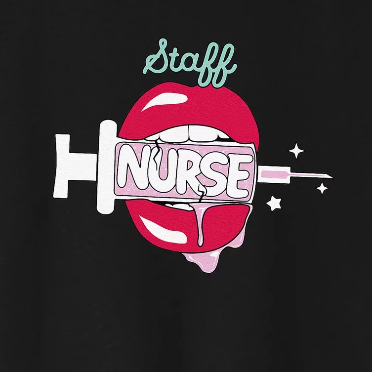 Staff Nurse Cute Rn Bedside Nursing Hot Lips Nurse Women's Crop Top Tee