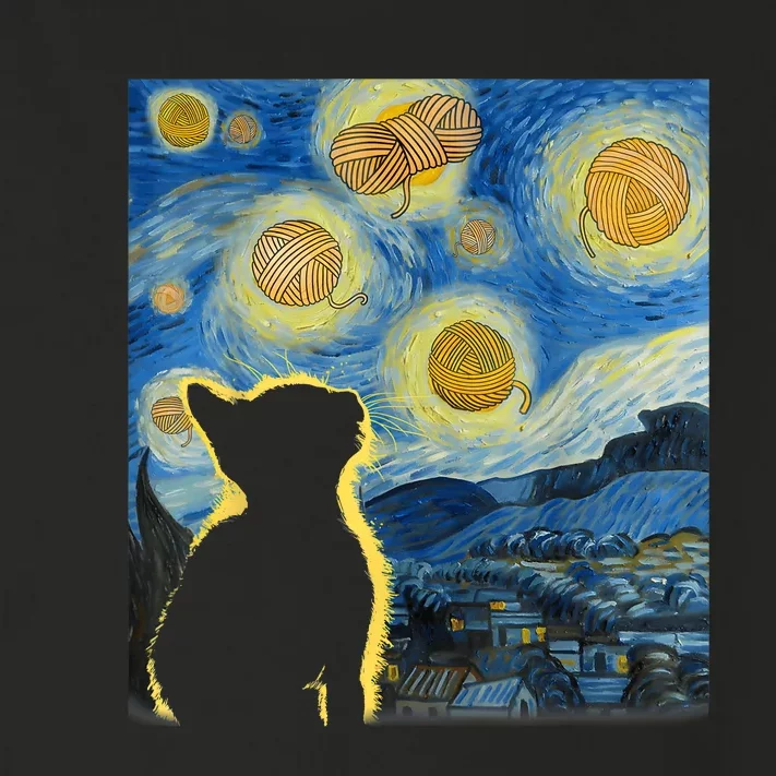 Starry Night Cat Van Gogh Sky Painting Art Funny Cat Lover Toddler Long Sleeve Shirt