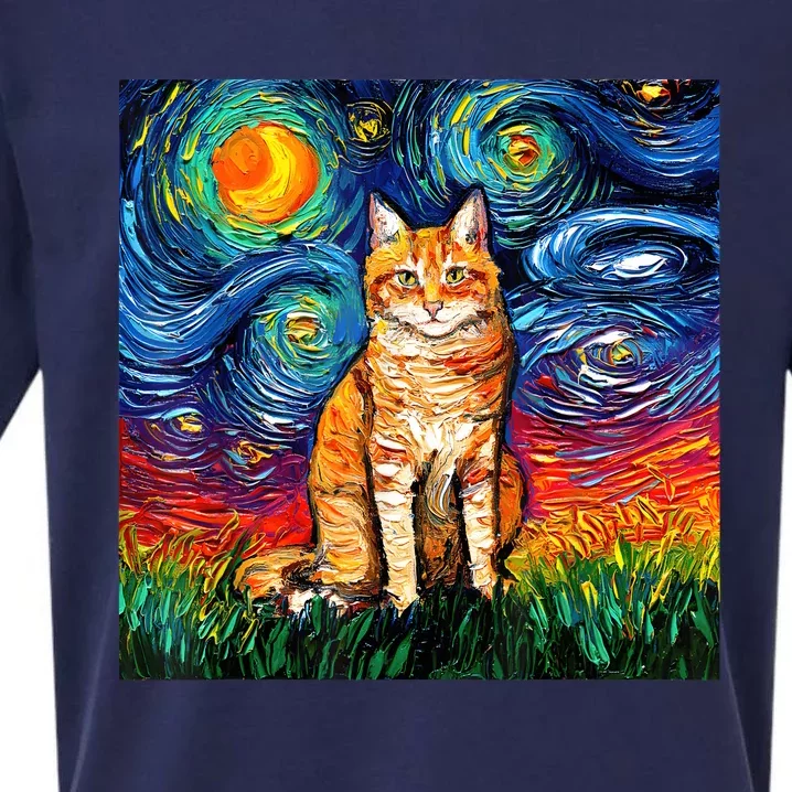 Starry Night Cat Van Gogh Cat Cat Lover Cat Mom Cat Dad Sueded Cloud Jersey T-Shirt