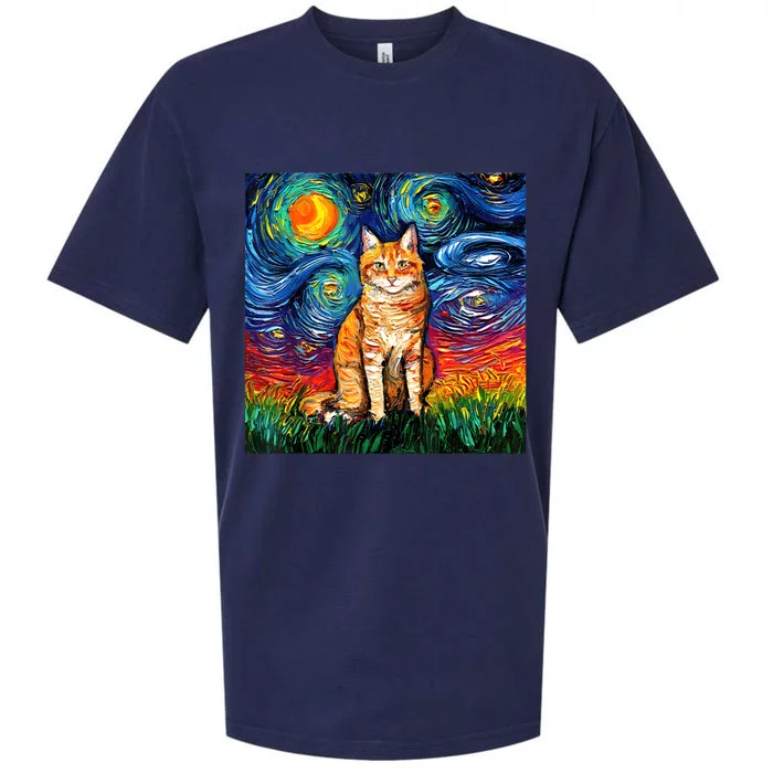 Starry Night Cat Van Gogh Cat Cat Lover Cat Mom Cat Dad Sueded Cloud Jersey T-Shirt