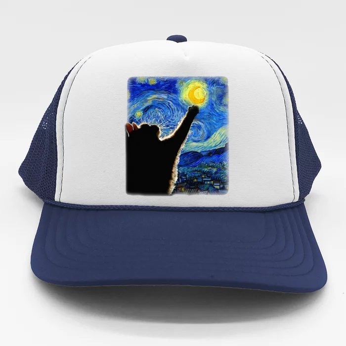 Starry Night Cat Van Gogh Cat Cat Lover Cat Mom Cat Da Trucker Hat