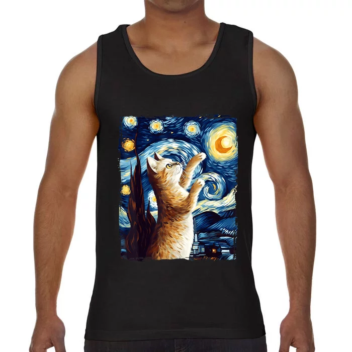 Starry Night Cat, Van Gogh Cat, Cat Lover, Cat Mom, Cat Dad Comfort Colors® Tank Top