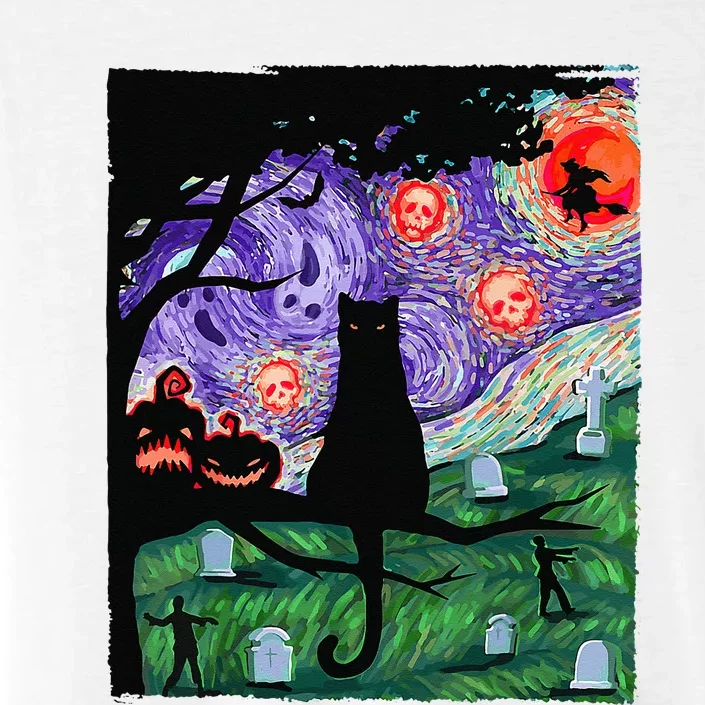 Scary Night Cat Van Gogh Cat Black Halloween Pumpkin Art ChromaSoft Performance T-Shirt