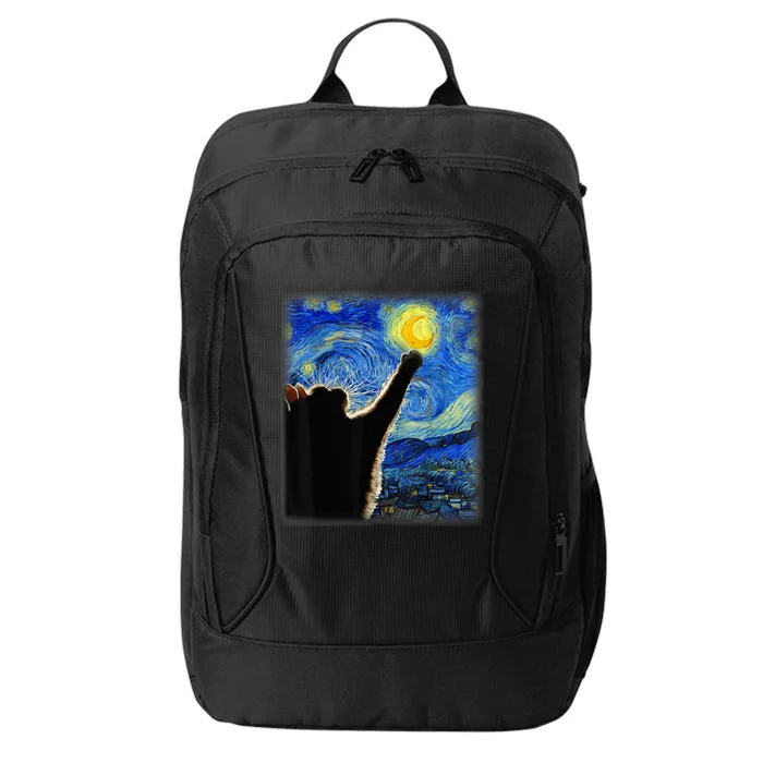 Starry Night Cat, Van Gogh Cat, Cat Lover, Cat Mom, Cat Dad City Backpack