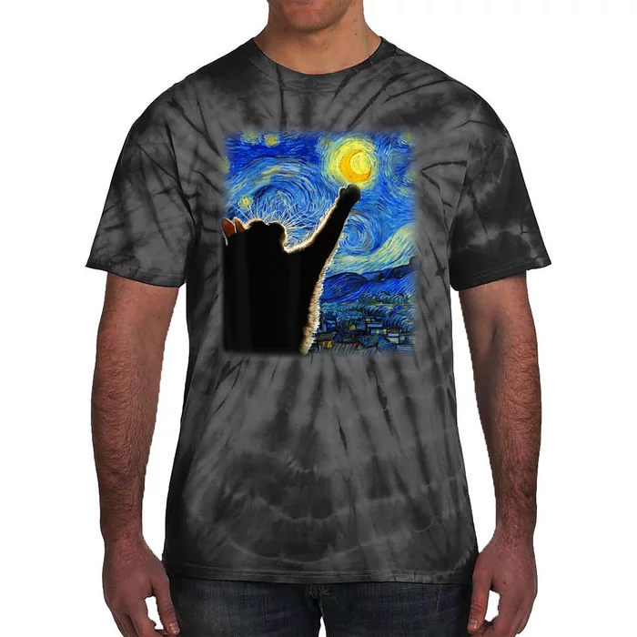 Starry Night Cat, Van Gogh Cat, Cat Lover, Cat Mom, Cat Dad Tie-Dye T-Shirt