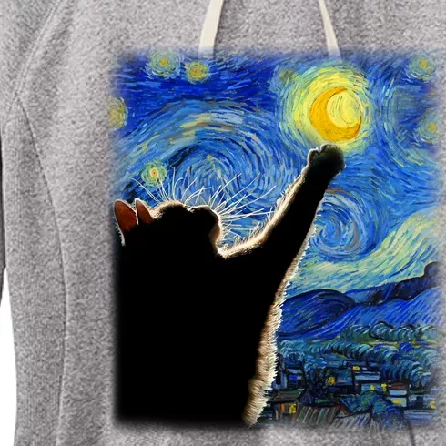 Starry Night Cat Van Gogh Cat Cat Lover Cat Mom Cat Dad Gift Women's Fleece Hoodie