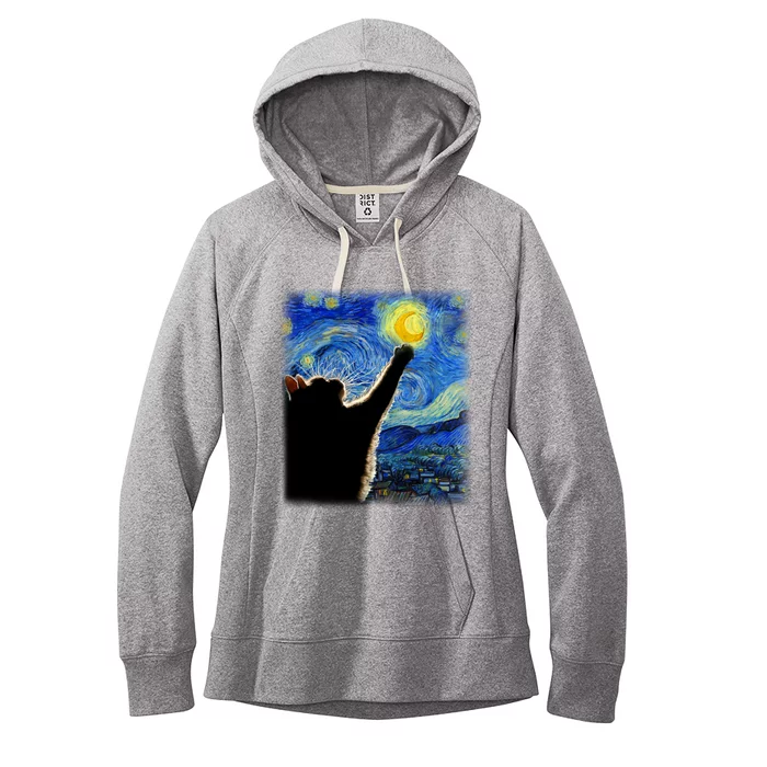 Starry Night Cat Van Gogh Cat Cat Lover Cat Mom Cat Dad Gift Women's Fleece Hoodie