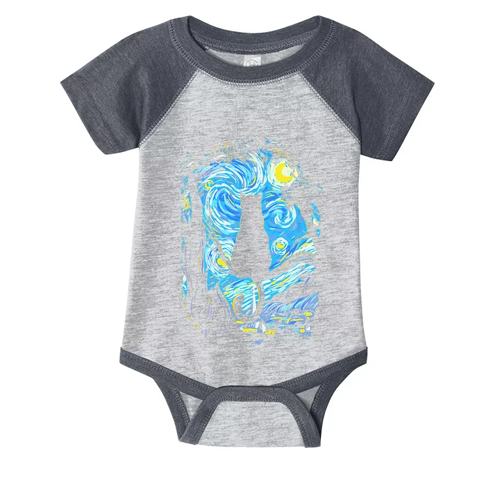 Starry Night Cat Van Gogh Cat Infant Baby Jersey Bodysuit