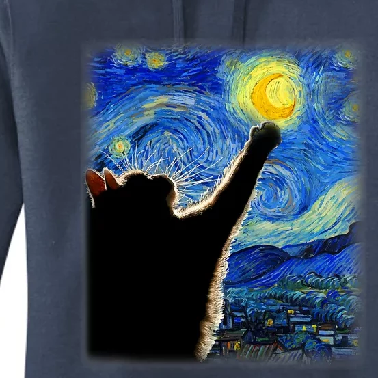 Starry Night Cat, Van Gogh Cat, Cat Lover, Cat Mom, Cat Dad Women's Pullover Hoodie