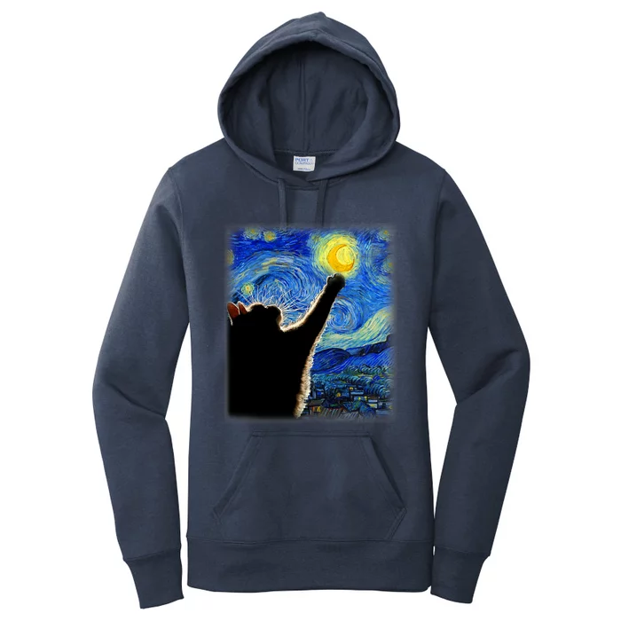 Starry Night Cat, Van Gogh Cat, Cat Lover, Cat Mom, Cat Dad Women's Pullover Hoodie