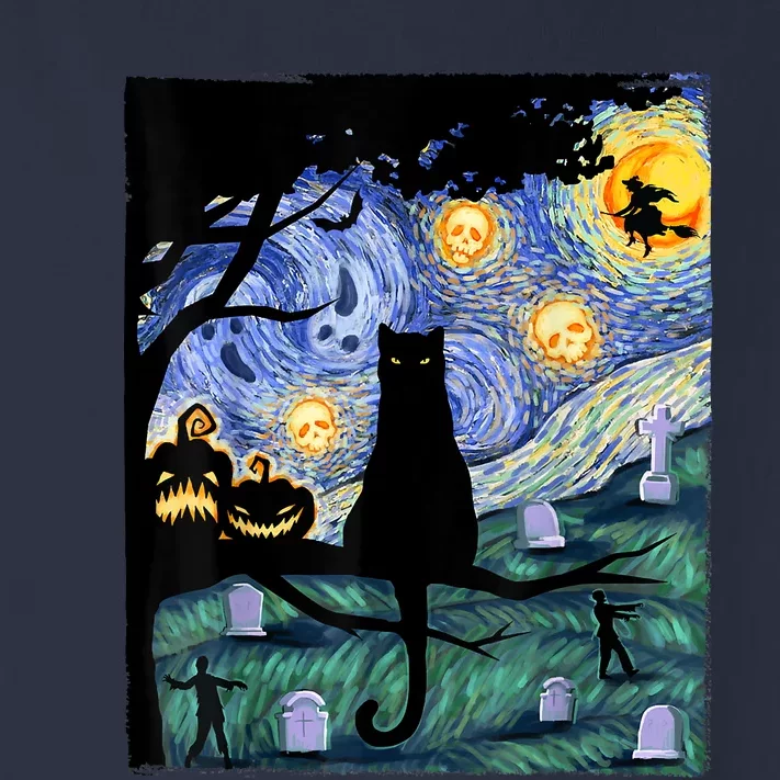 Scary Night Cat Tee, Van Gogh Gift, Halloween Toddler Long Sleeve Shirt