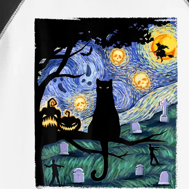 Scary Night Cat Tee, Van Gogh Gift, Halloween Toddler Fine Jersey T-Shirt