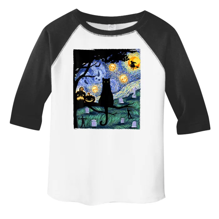 Scary Night Cat Tee, Van Gogh Gift, Halloween Toddler Fine Jersey T-Shirt