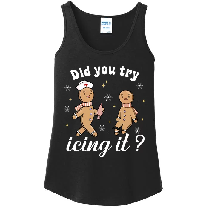 School Nurse Christmas Did You Try Icing It Gingerbread Ladies Essential Tank