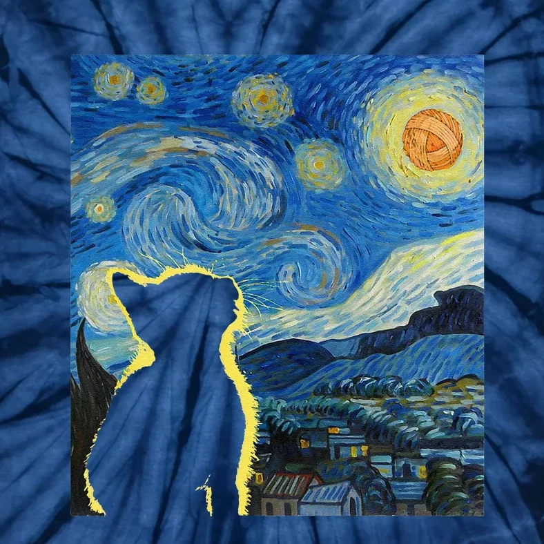 Starry Night Cat Van Gogh Cat Cat Lover Cat Mom Cat Dad Tie-Dye T-Shirt