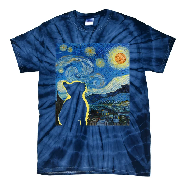 Starry Night Cat Van Gogh Cat Cat Lover Cat Mom Cat Dad Tie-Dye T-Shirt