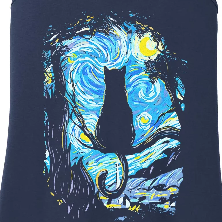 Starry Night Cat Van Gogh Cat Ladies Essential Tank