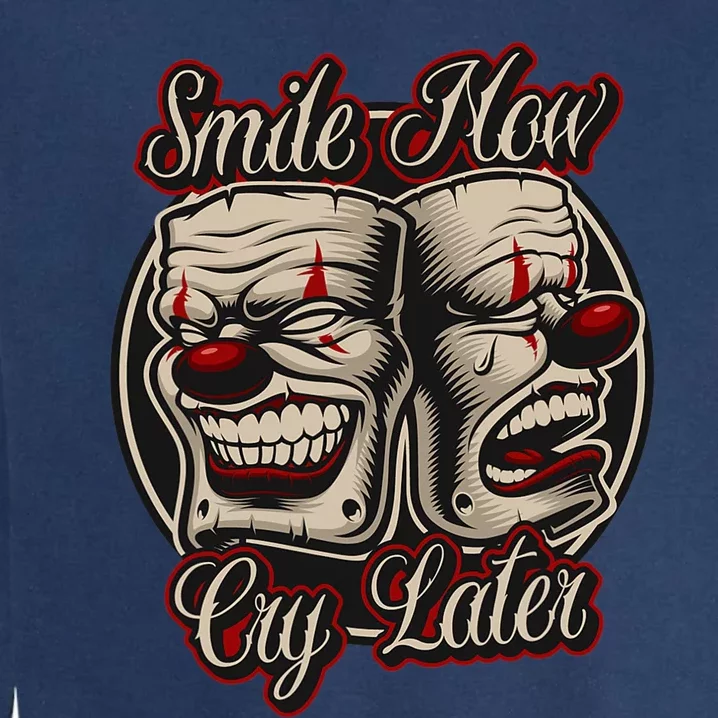 Smile Now Cry Later Drama Masks Garment-Dyed Sweatshirt