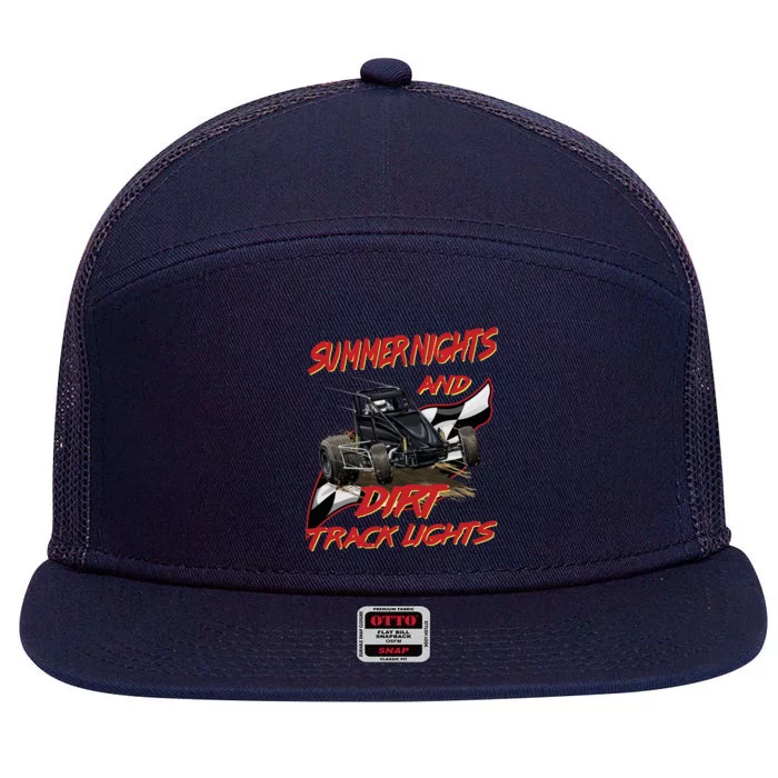 Summer Nights Dirt Track Lights | Dirt Track Racing | Motocross Gift 7 Panel Mesh Trucker Snapback Hat