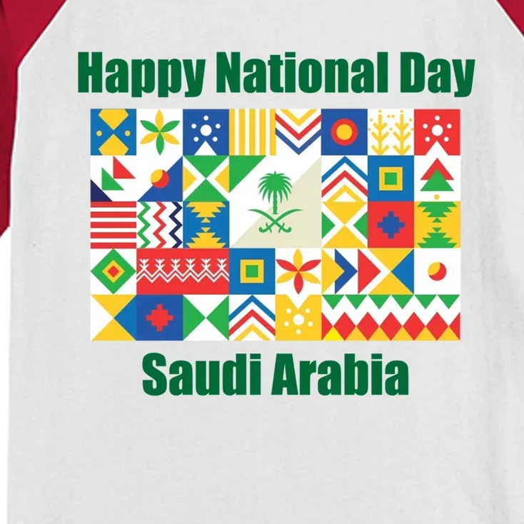 Saudi National Day Ksa Gift Cute Gift Kids Colorblock Raglan Jersey