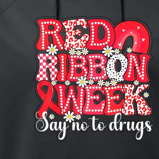 Say Not Drug Free Say Yes Kindness Red Ribbon Week Rainbow Performance Fleece Hoodie