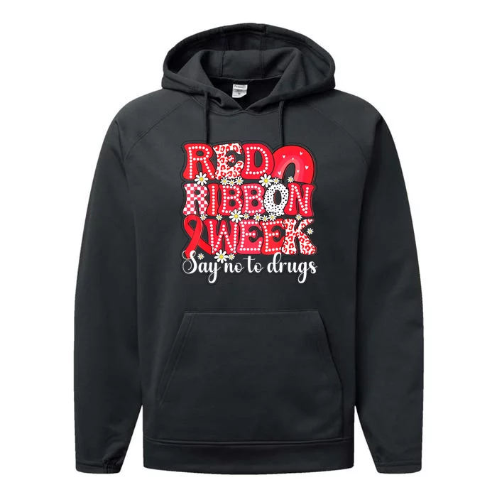 Say Not Drug Free Say Yes Kindness Red Ribbon Week Rainbow Performance Fleece Hoodie