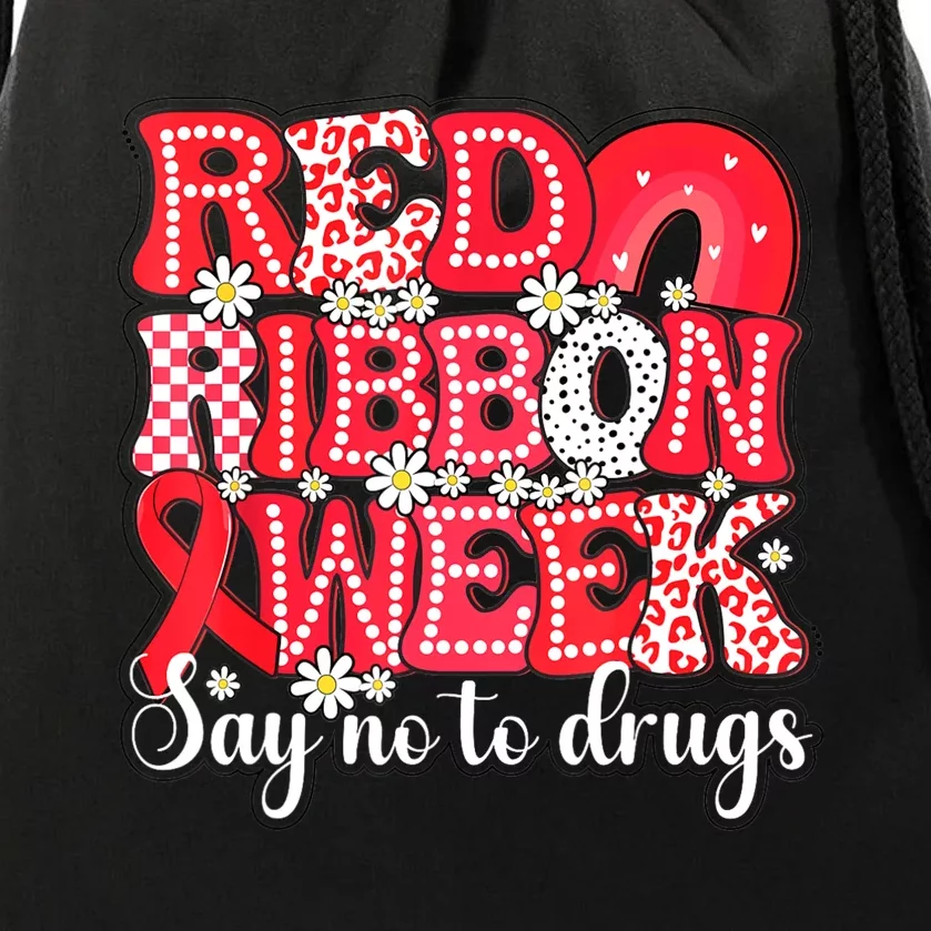 Say Not Drug Free Say Yes Kindness Red Ribbon Week Rainbow Drawstring Bag