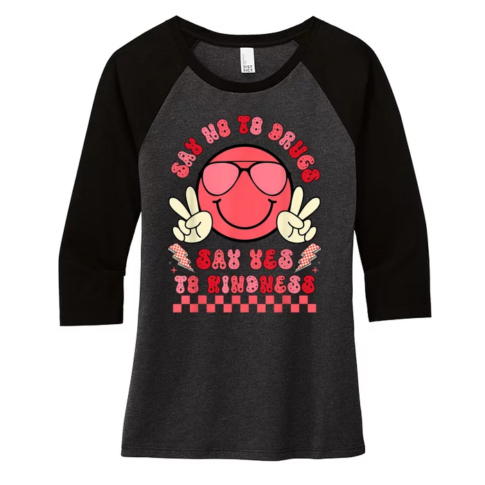 Say Not Drugfree Say Yes To Kindness Red Ribbon Week Retro Women's Tri-Blend 3/4-Sleeve Raglan Shirt