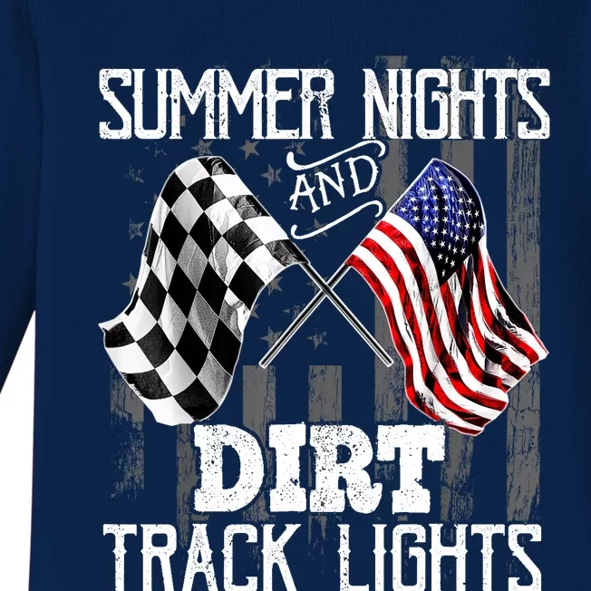 Summer Nights Dirt Track Lights Racing Motocross Gift Baby Long Sleeve Bodysuit