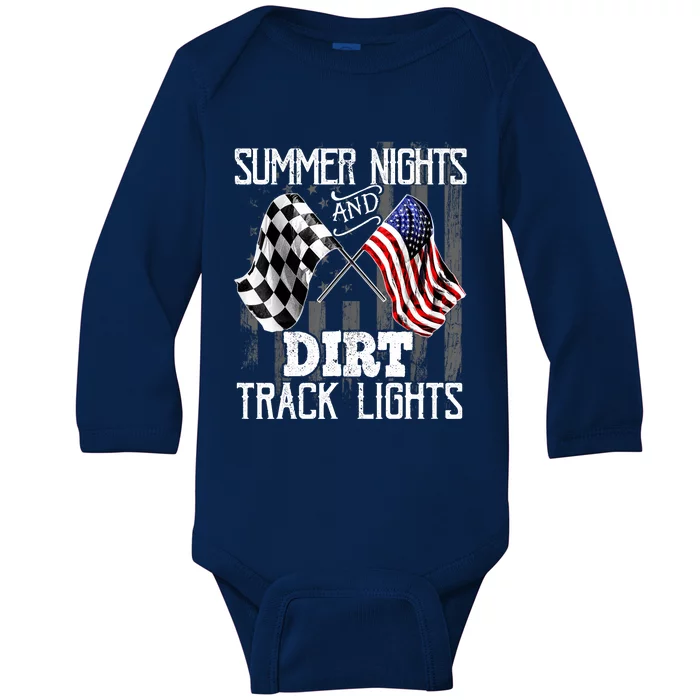 Summer Nights Dirt Track Lights Racing Motocross Gift Baby Long Sleeve Bodysuit