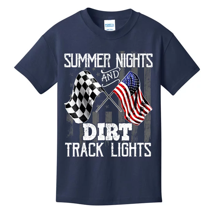 Summer Nights Dirt Track Lights Racing Motocross Gift Kids T-Shirt