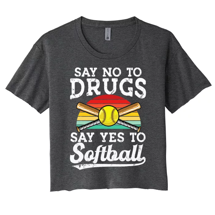 Say No Drugs Say Yes To softball Anti drug Red Ribbon Week Women's Crop Top Tee