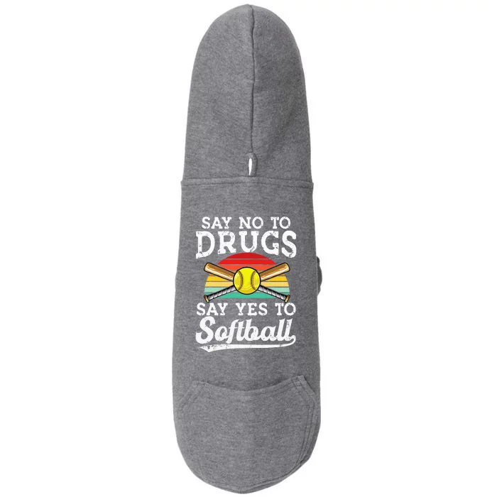 Say No Drugs Say Yes To softball Anti drug Red Ribbon Week Doggie 3-End Fleece Hoodie