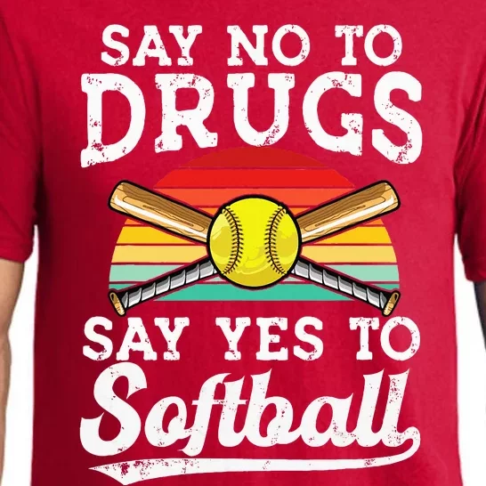 Say No Drugs Say Yes To softball Anti drug Red Ribbon Week Pajama Set